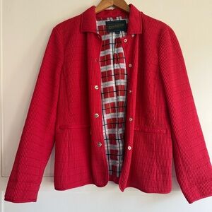 Pendleton Womens Red Quilted Chore Barn Utility Jacket Sz Large Snap Plaid Lined